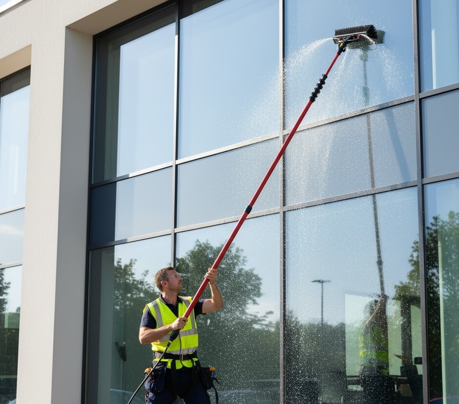 Cleaning Windows with a Pole