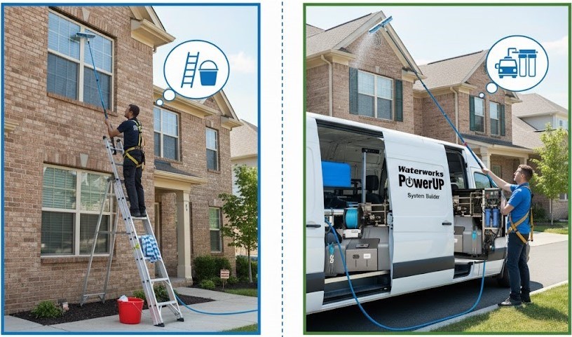 Cleaning Windows with a Pole