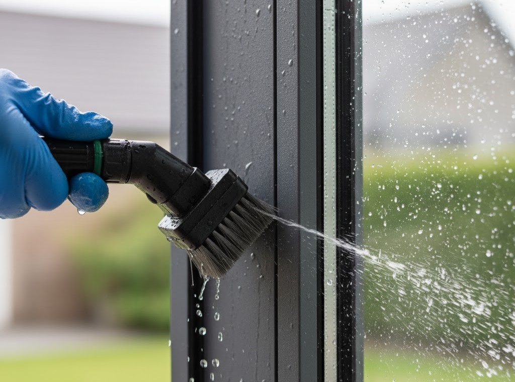 Cleaning Windows with a Pole